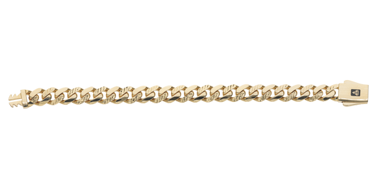 Pulsera Cubana en Oro de 10k y 14k con Diseño Diamantado