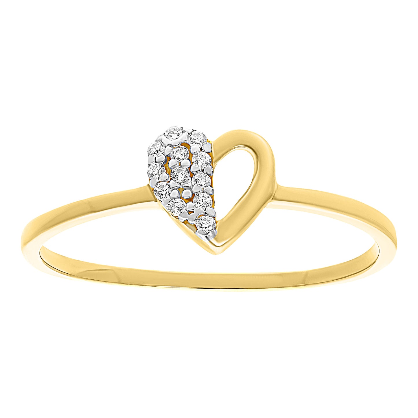 Anillo Corazón con Circonias en Oro 10k