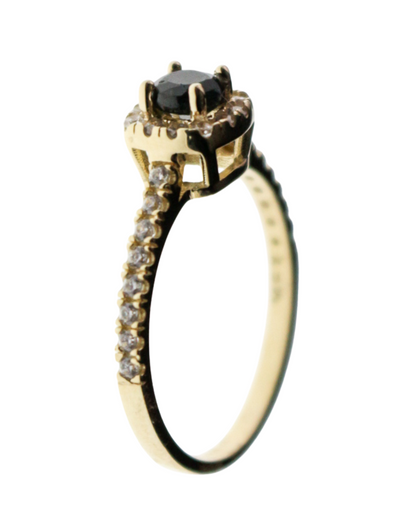 ANILLO ORO 14K ZAFIRO ZIRCONIAS