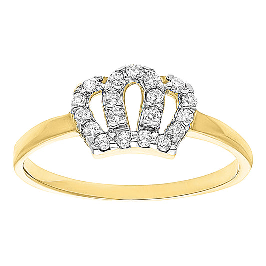 Anillo Corona en Oro 10k con Circonias