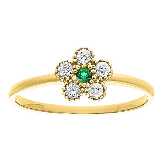 Anillo Flor en Oro 10k con Circonias