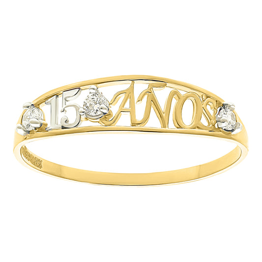 Anillo de Quinceañera en Oro 10k con Circonias