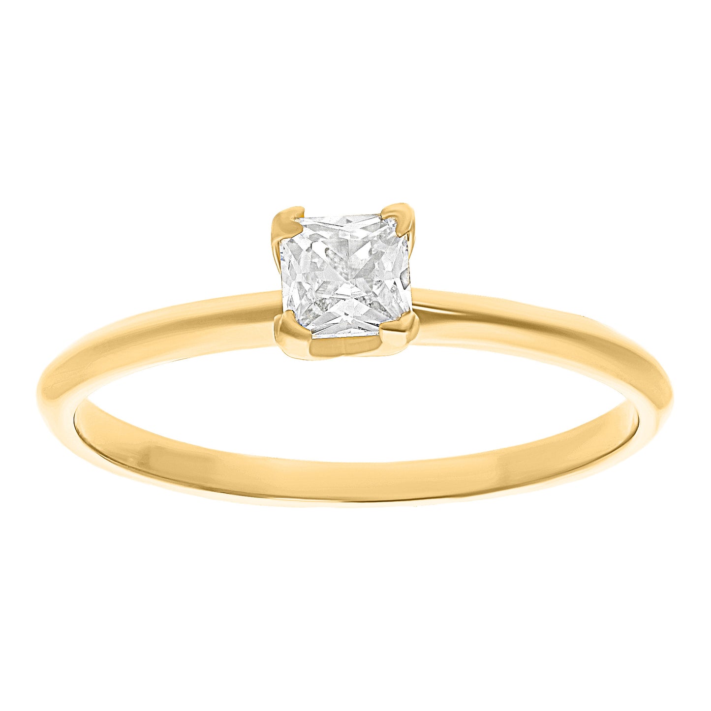 Anillo Simple en Oro 10k Corte Princesa