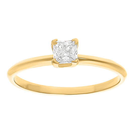 Anillo Simple en Oro 10k Corte Princesa