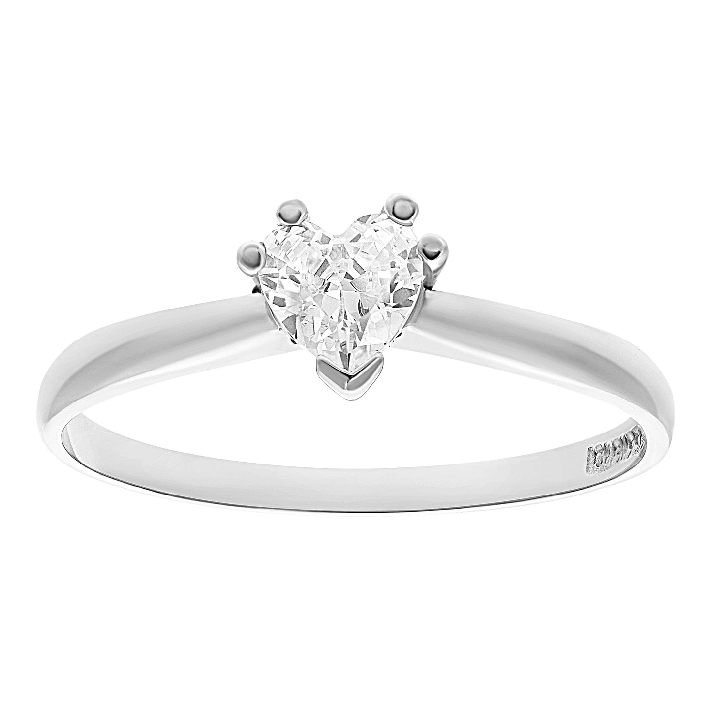 Solitario Corazón Oro Blanco 10k