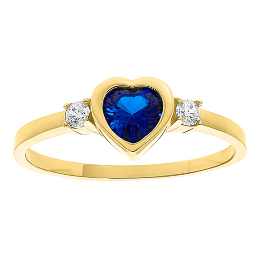 Anillo de Oro 10k con Corazón de Circonia Azul
