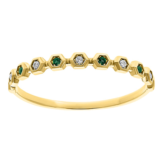 Anillo de Oro 10k con Circonias Verdes y Blancas