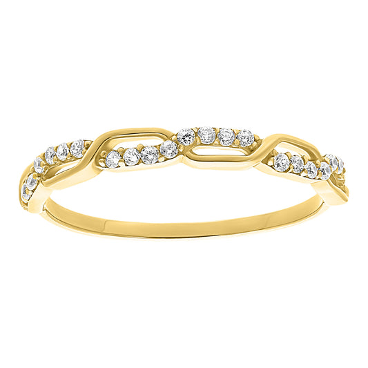 Anillo de Oro 10k con Circonias y Diseño Ondulado