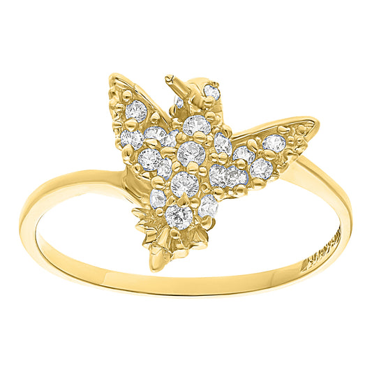 Anillo Colibrí en Oro 10k con Circonias Blancas