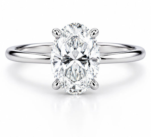 Solitario Oro 14k Diamante Natural Corte Ovalado 1ct