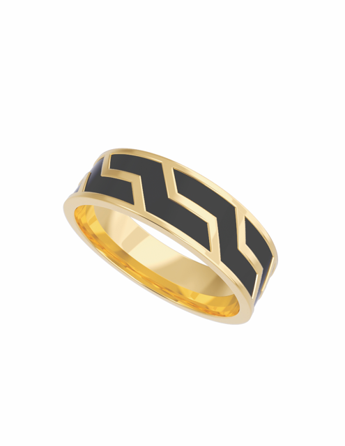 Anillo para Hombre de Oro 10k y 14k con Diseño Negro Geométrico