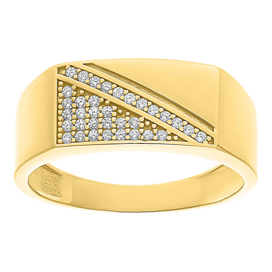 Anillo para Hombre de Oro 10k con Circonias