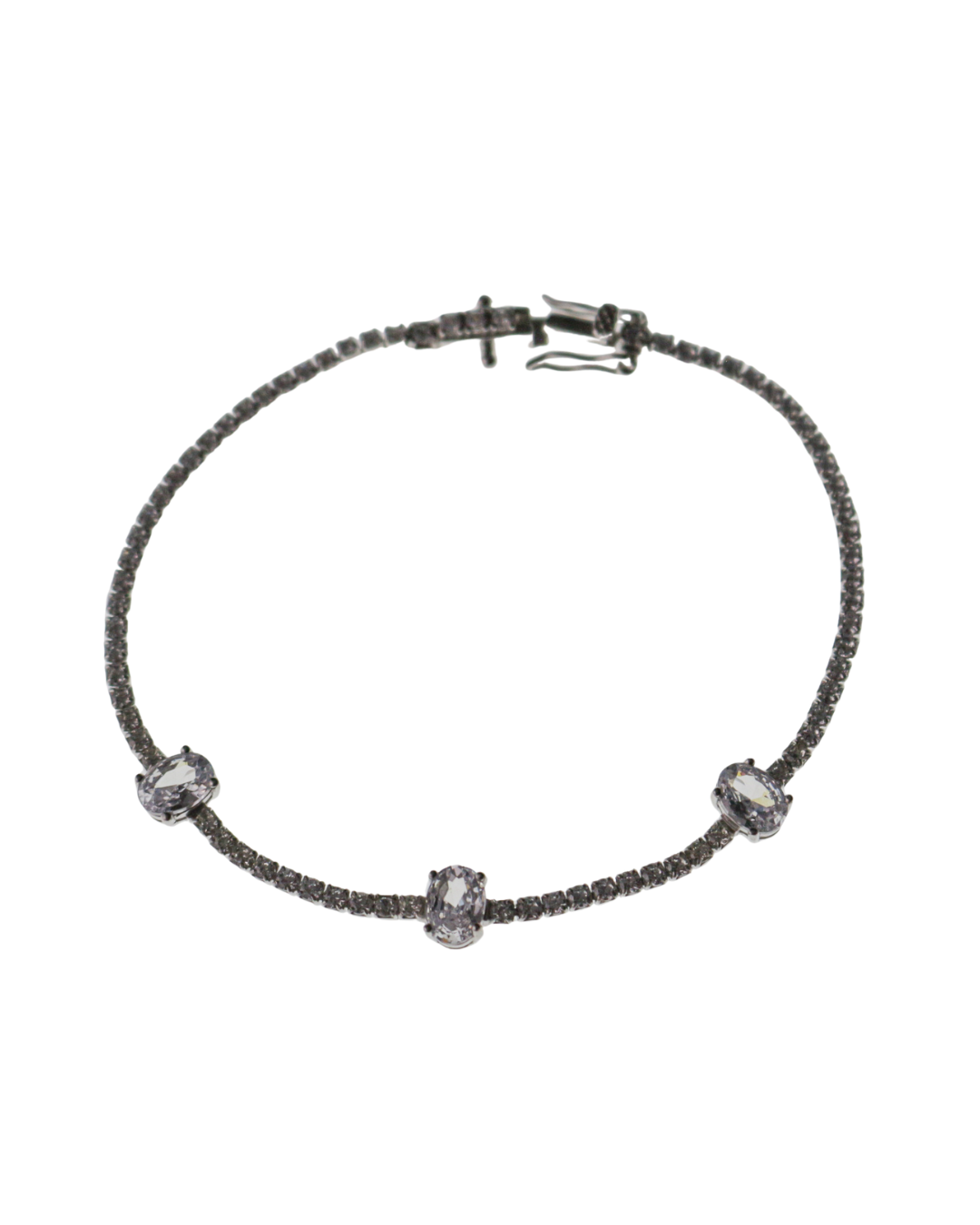 PULSERA PLATA 3 ZIRCONIAS OVALADAS