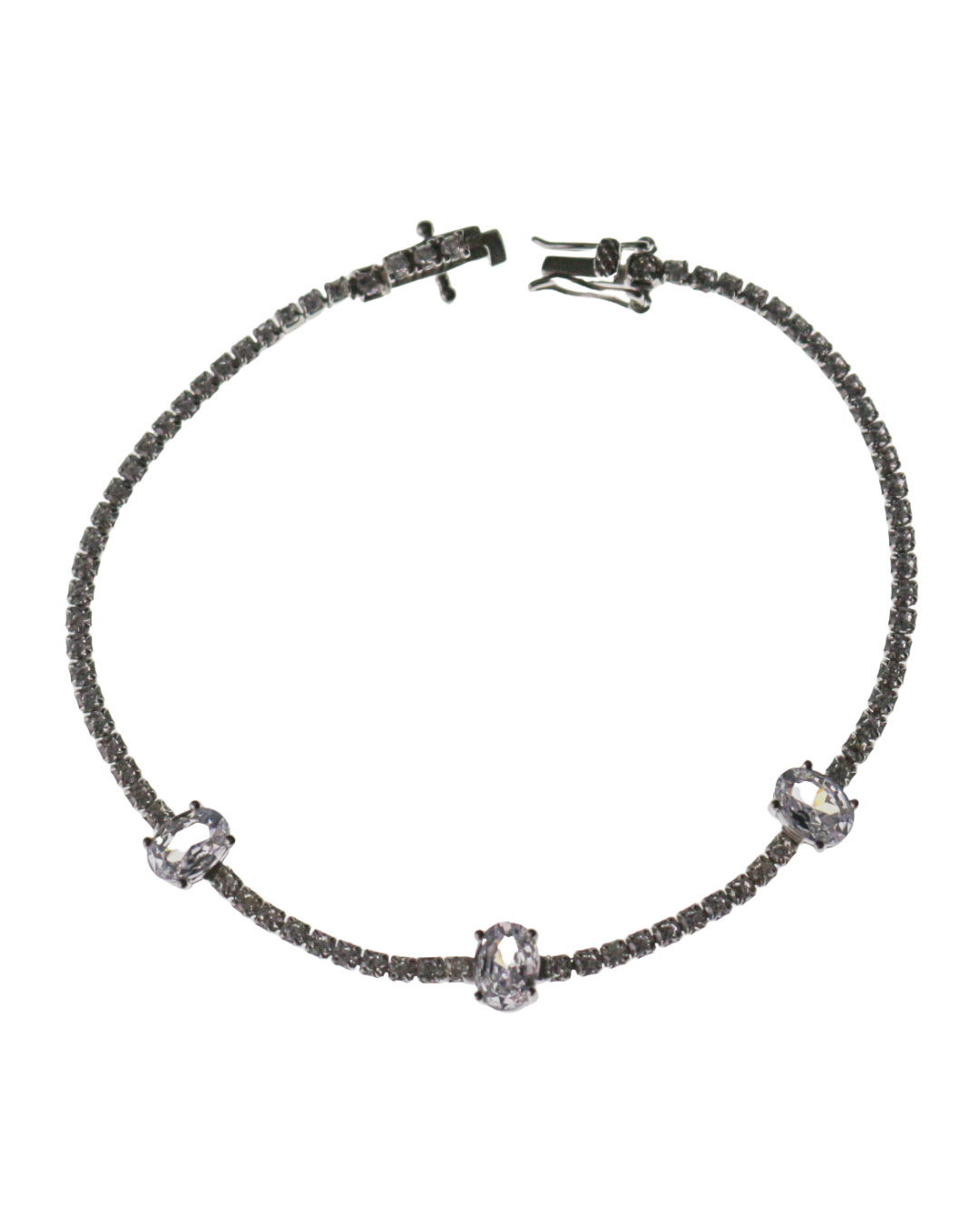 PULSERA PLATA 3 ZIRCONIAS OVALADAS