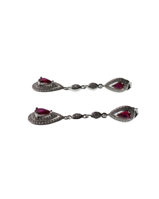 ARETES PLATA ZIRCONIA ROJA