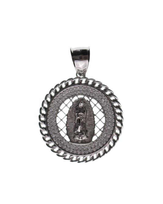 MEDALLA PLATA VIRGEN DE GUADALUPE ESLABONES