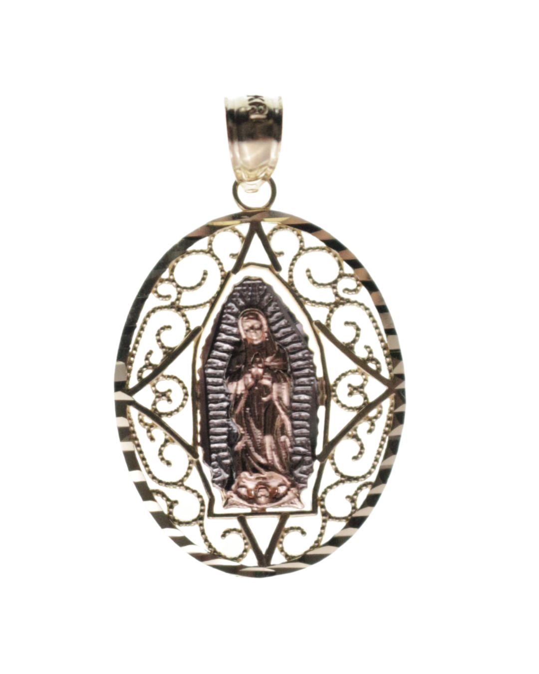 MEDALLA ORO 14K VIRGEN FILIGRANA