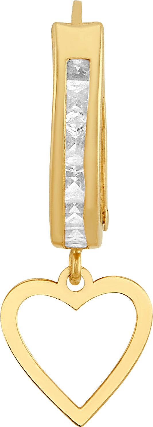 Arracadas con Dije de Corazón en Oro de 10k