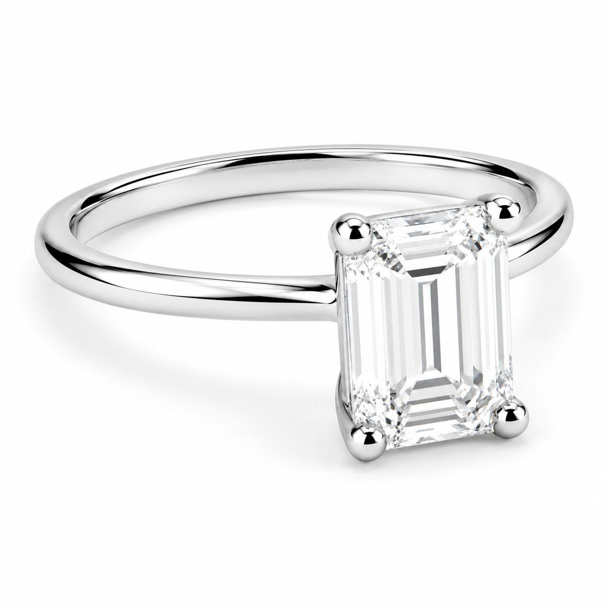 Solitario Oro 14k Diamante Laboratorio Corte Esmeralda 1.5ct