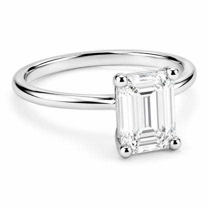 Solitario Oro 14k Diamante Laboratorio Corte Esmeralda 1.5ct