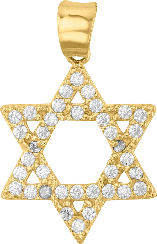 10k Gold Star of David Pendant with Zirconias
