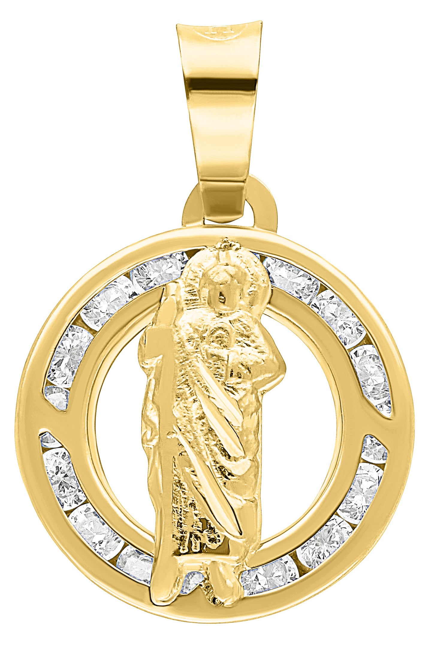 Medalla San Judas en Oro 10k con Circonias