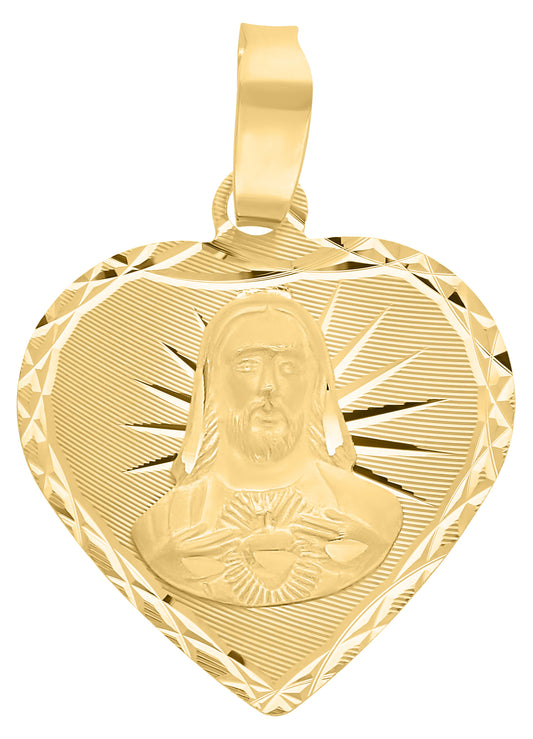 10k Gold Sacred Heart Heart-Shaped Medal