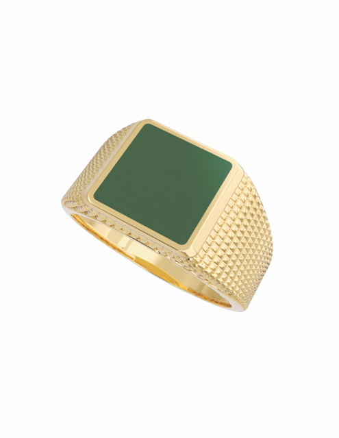 Anillo de Oro de 10k y 14k con Esmalte y Acabado Texturizado