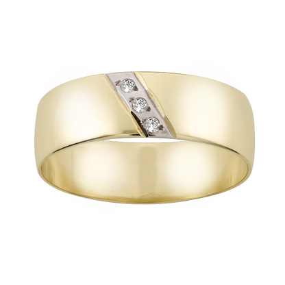 Argolla Oro 14k Diagonal Circonias