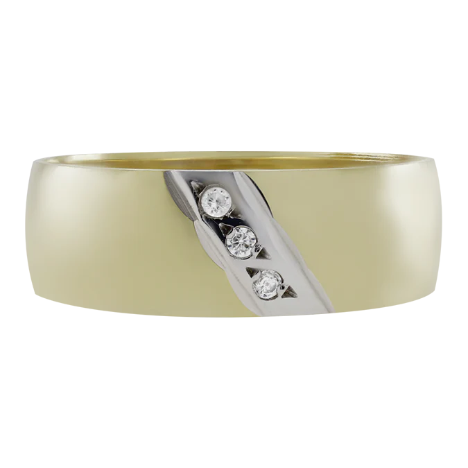 Argolla Oro 14k Diagonal Circonias