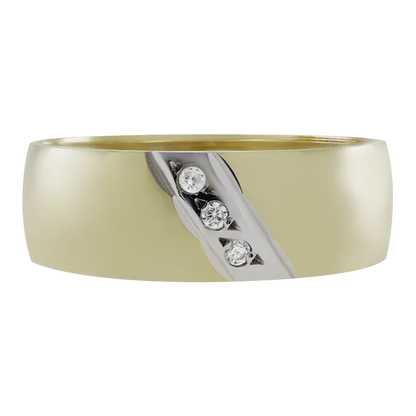 Argolla Oro 14k Diagonal Circonias