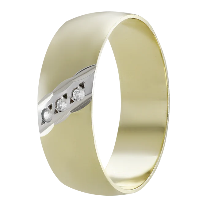 Argolla Oro 14k Diagonal Circonias