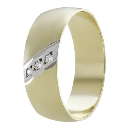 Argolla Oro 14k Diagonal Circonias
