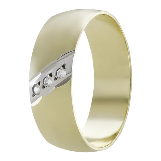 ARGOLLA ORO 14K DIAGONAL ZIRCONIAS