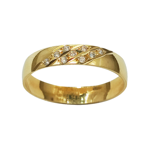 ARGOLLA ORO 14K 3 DIAGONALES ZIRCONIAS