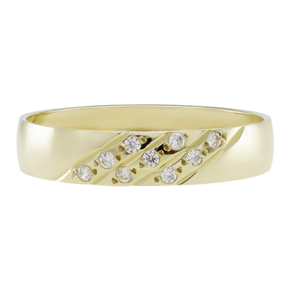 Argollas 14k con Tres Líneas Diagonales Circonias