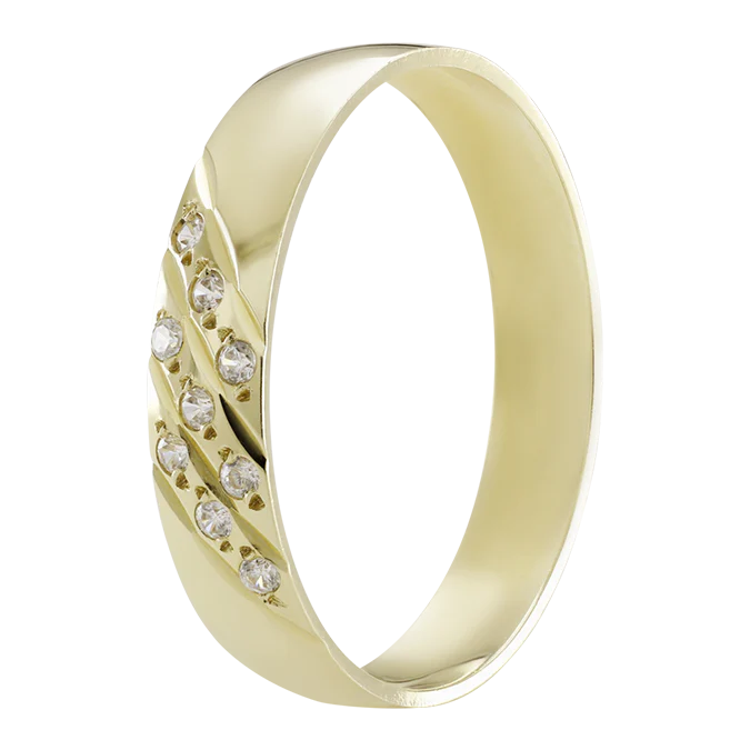 Argollas 14k con Tres Líneas Diagonales Circonias