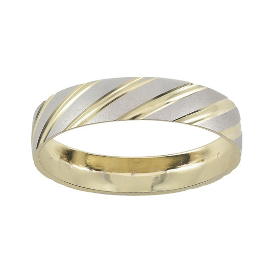 ARGOLLA ORO 14K DIAGONALES COMBINADAS.