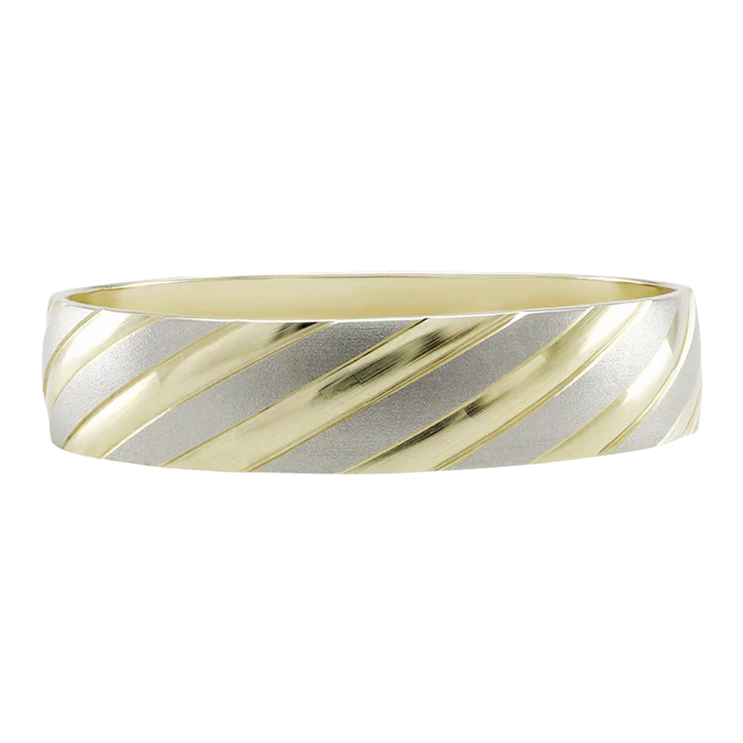 Argolla Combinada en Oro 14k con Diagonales de 4mm