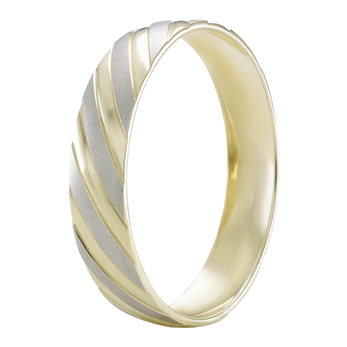 Argolla Combinada en Oro 14k con Diagonales de 4mm
