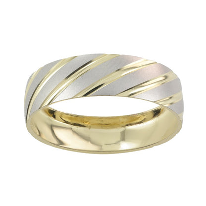 Argolla Combinada en Oro 14k con Diagonales