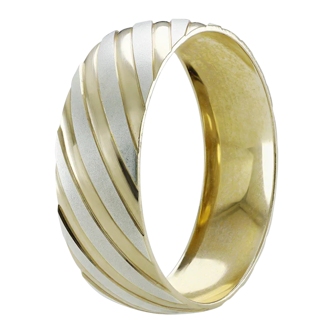 Argolla Combinada en Oro 14k con Diagonales