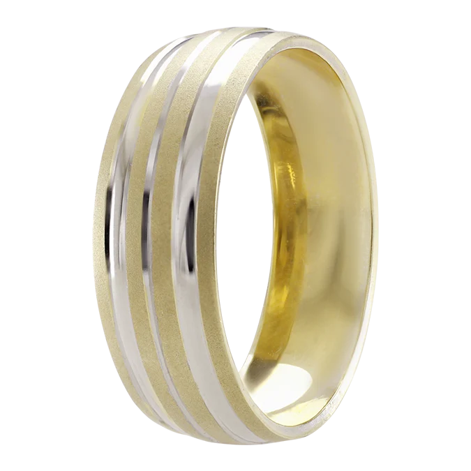 Argolla Líneas Intercaladas en oro de 14k