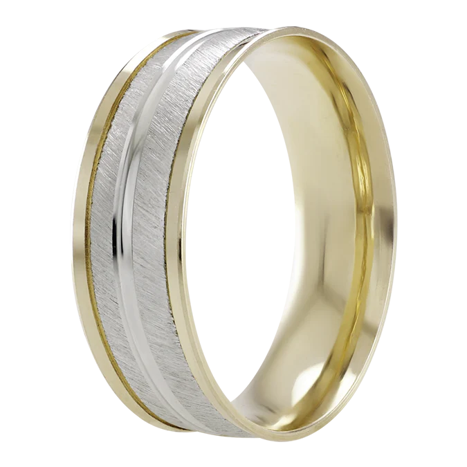 Argolla Combinada en Oro de 14k en Mate