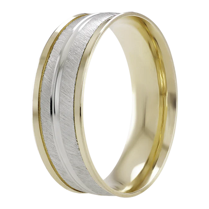 Argolla Combinada en Oro de 14k en Mate