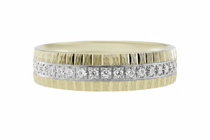 Argolla 14k Combinada con Franja de Circonias