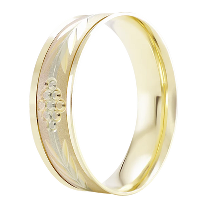 Argolla Florentina en Oro 14k con Grabado Floral