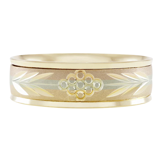 Argolla Florentina en Oro 14k con Grabado Floral