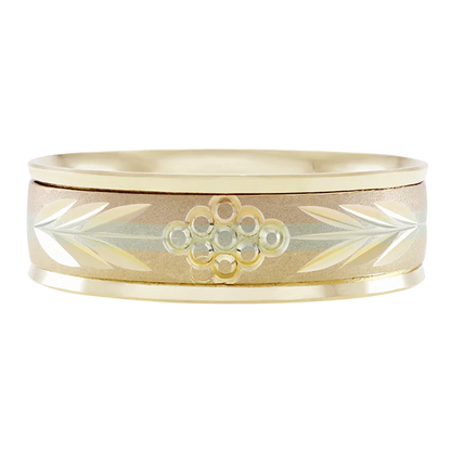 Argolla Florentina en Oro 14k con Grabado Floral