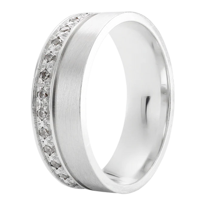 Argolla en Oro blanco 14k Mate con Circonias